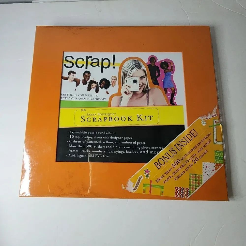 Paper Boutique Scrapbook Kit Orange 500+ Accessories Included (New)
